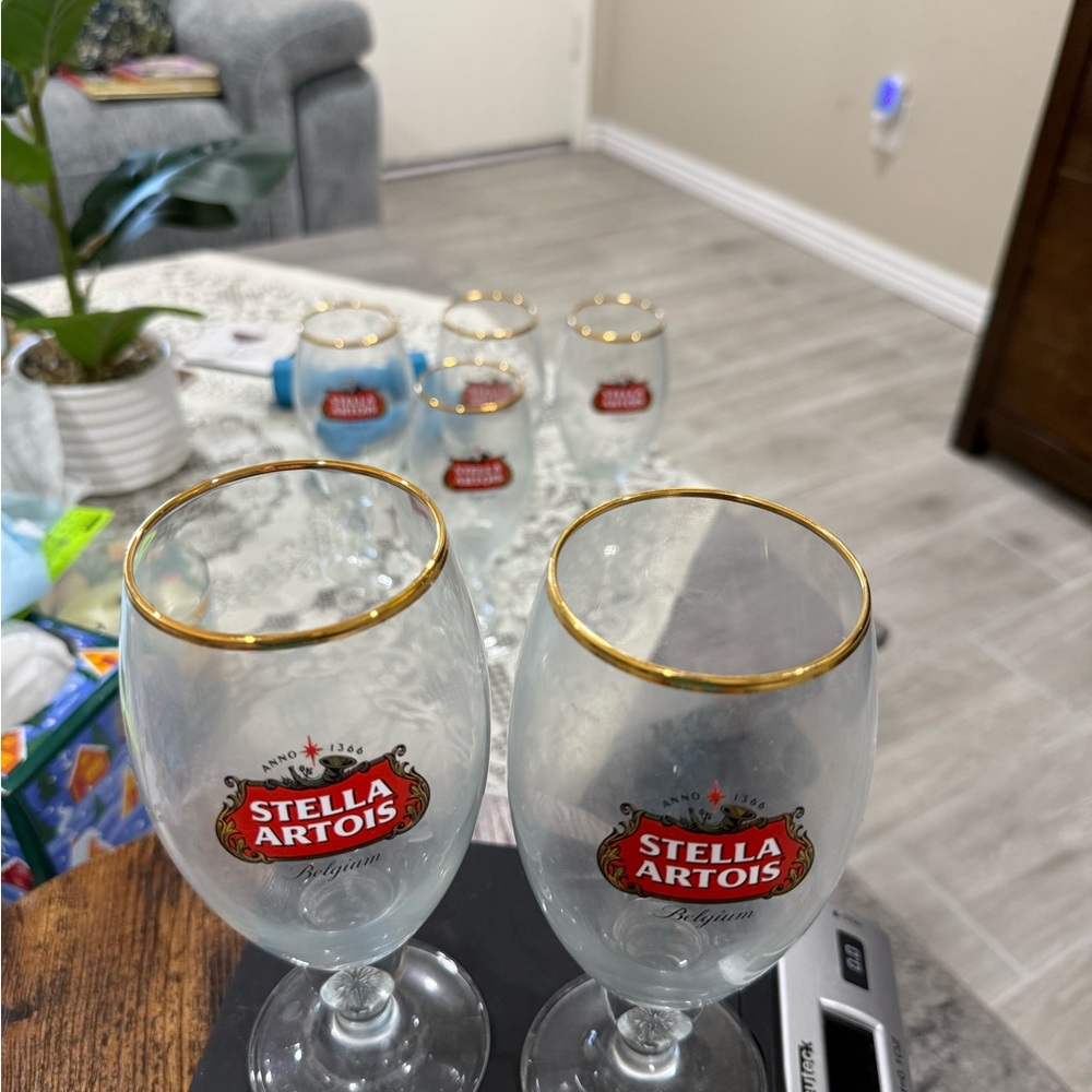 Stella Artois-Belgium tall beer glass(2). New. Anno 1366